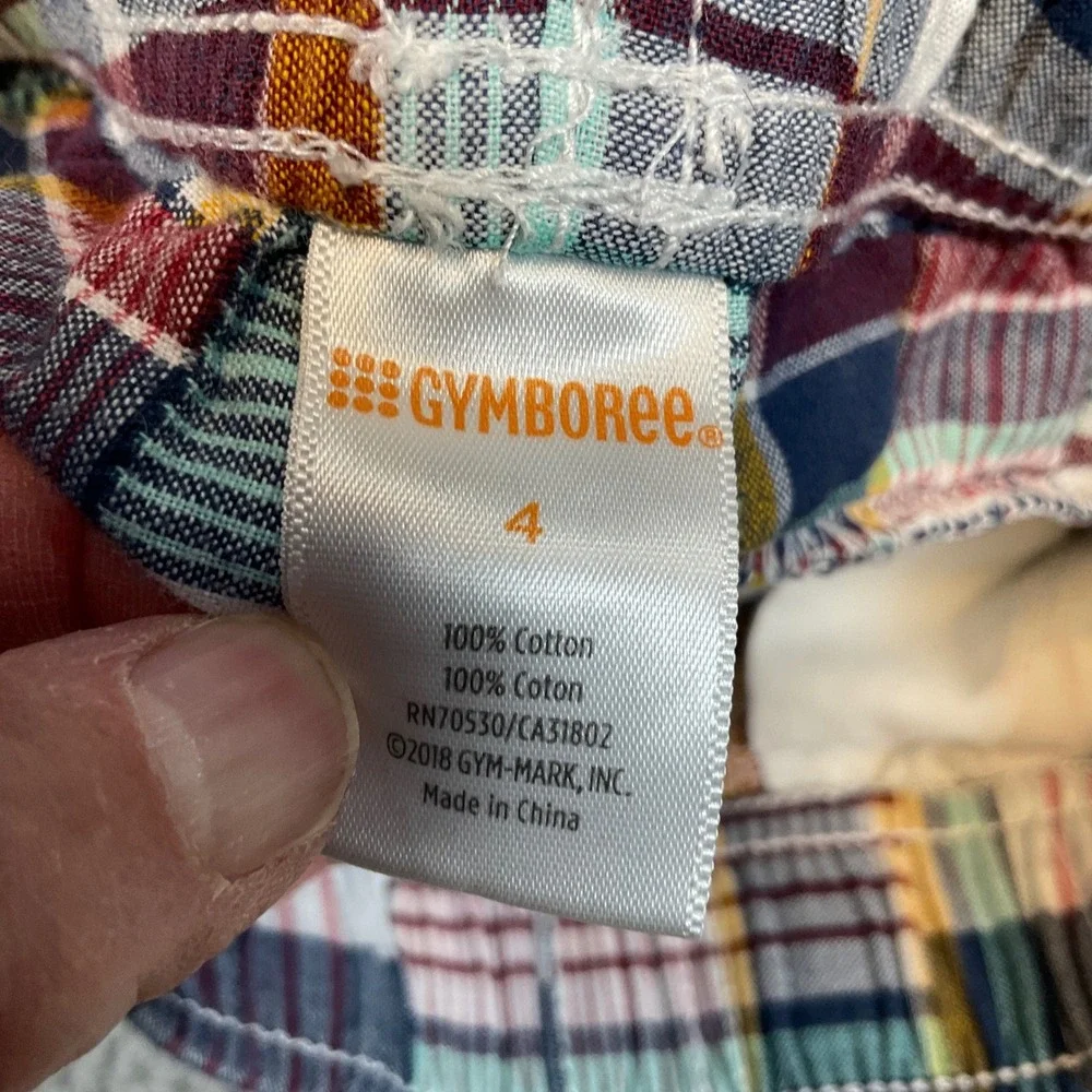 Gymboree Patchwork Plaid Shorts Kids Size 4 Multicolor Excellent Preppy Summer